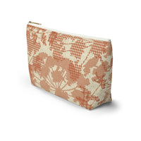 Floral Plaid Accessory Pouch w T-bottom in Orange